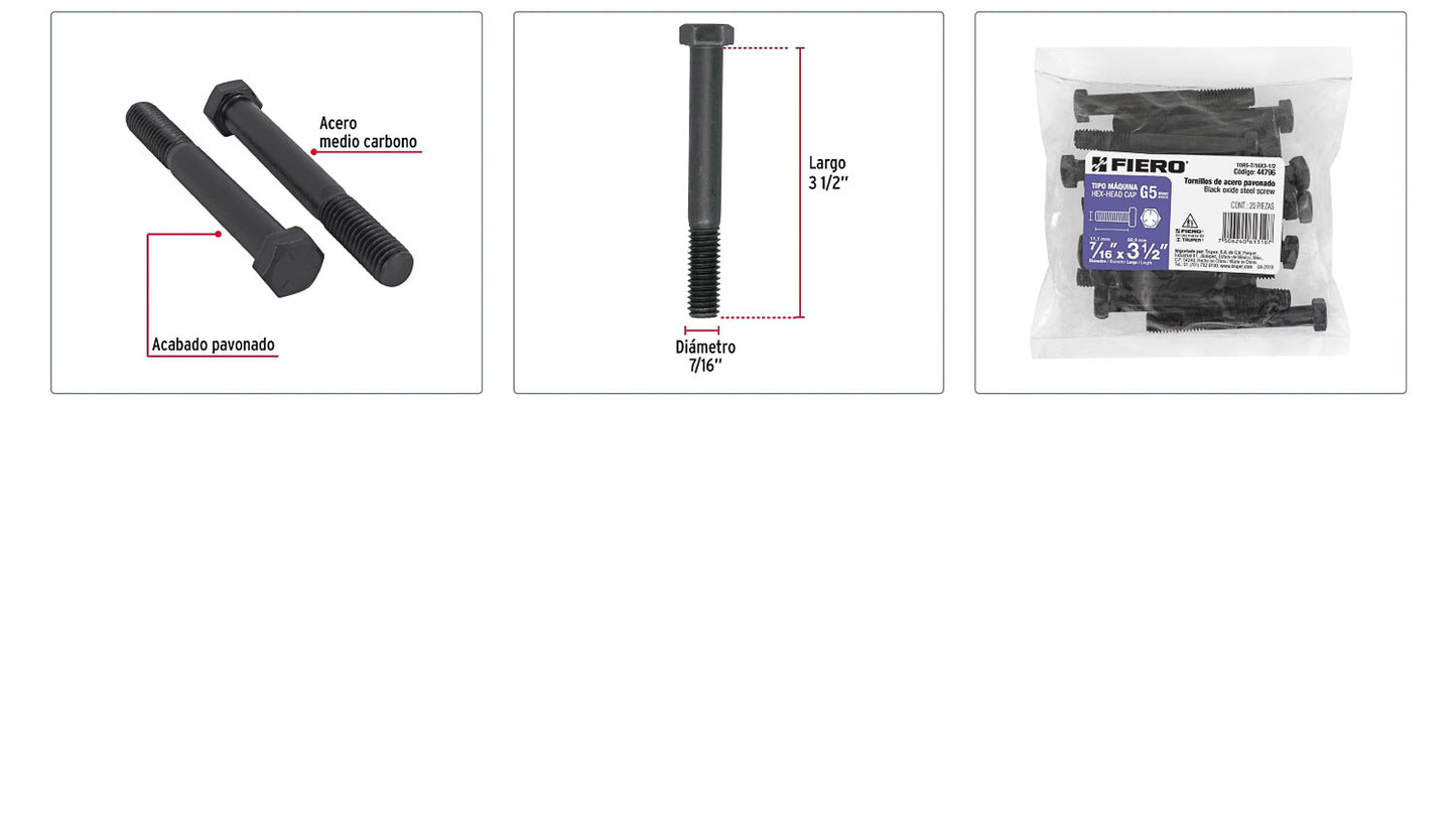 Tornillos grado 5 7/16 x 3-1/2