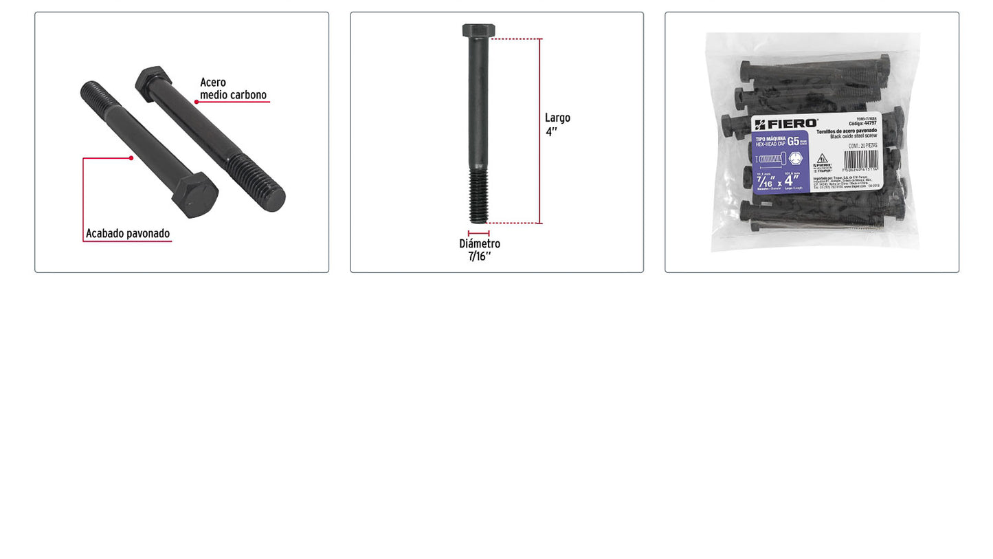 Tornillos grado 5 7/16 x 4