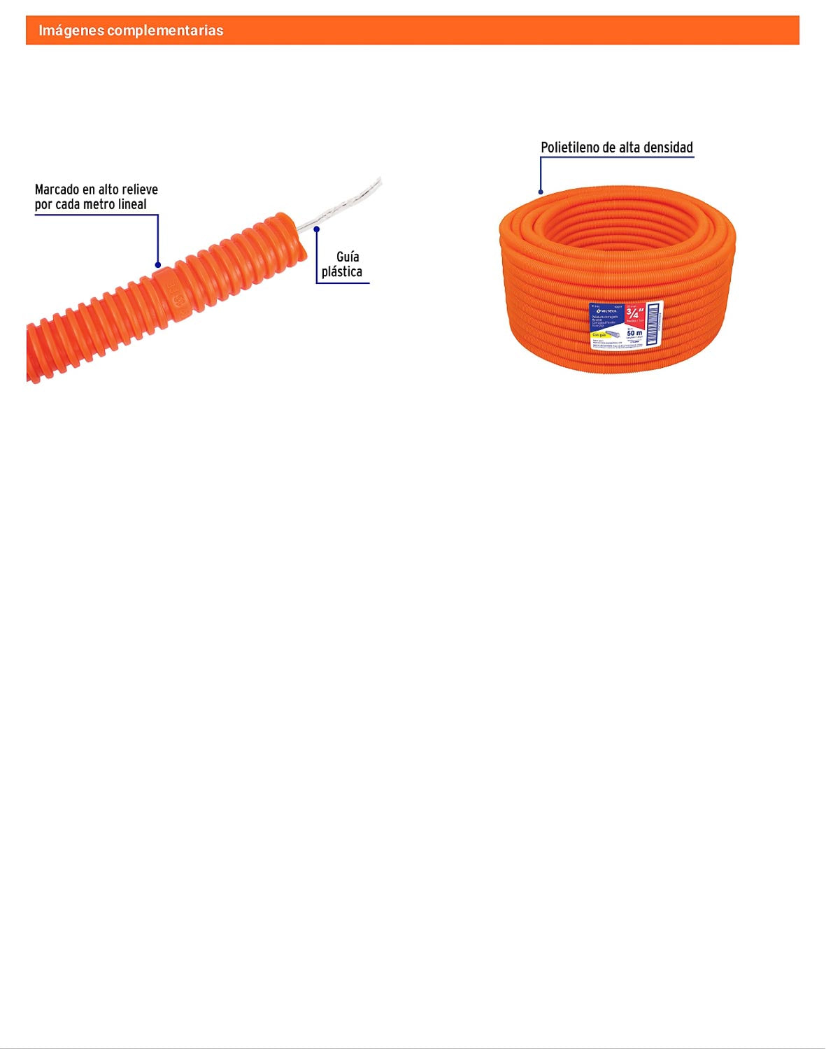Poliducto 3/4 pulg c/guía rollo 50m