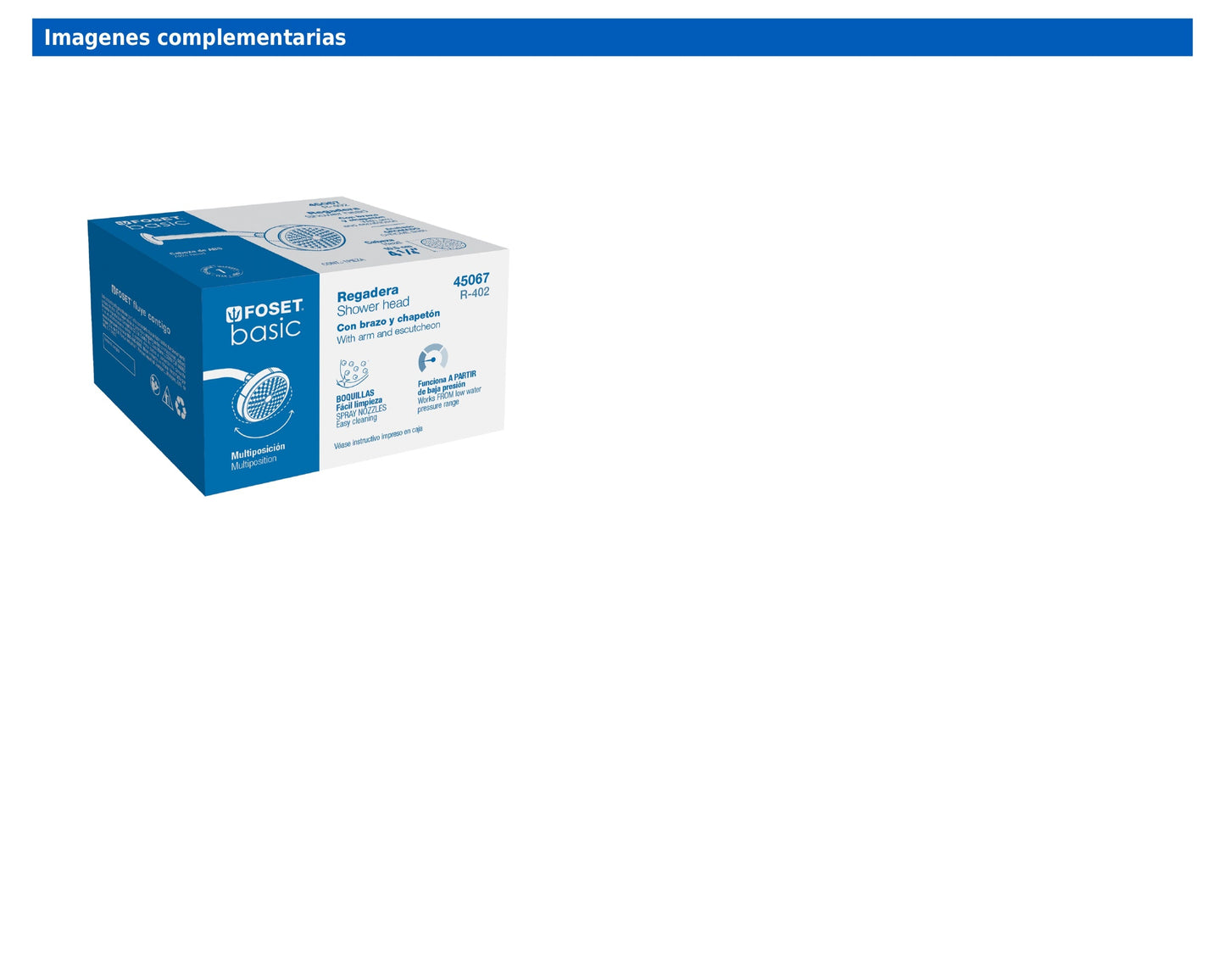 Regadera redonda de 4-1/4" con brazo y chapetón de acero