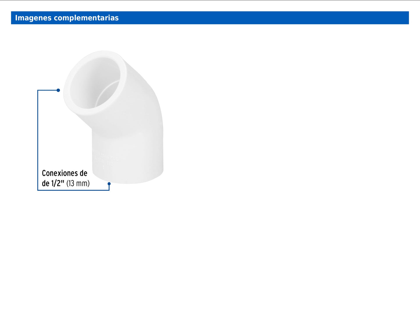 Codo de PVC de 1/2 pulgada a 45 grados