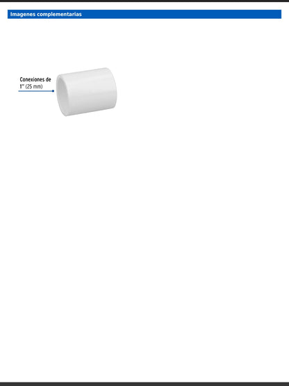 Cople de PVC cédula 40 de 1 pulgada para tubería