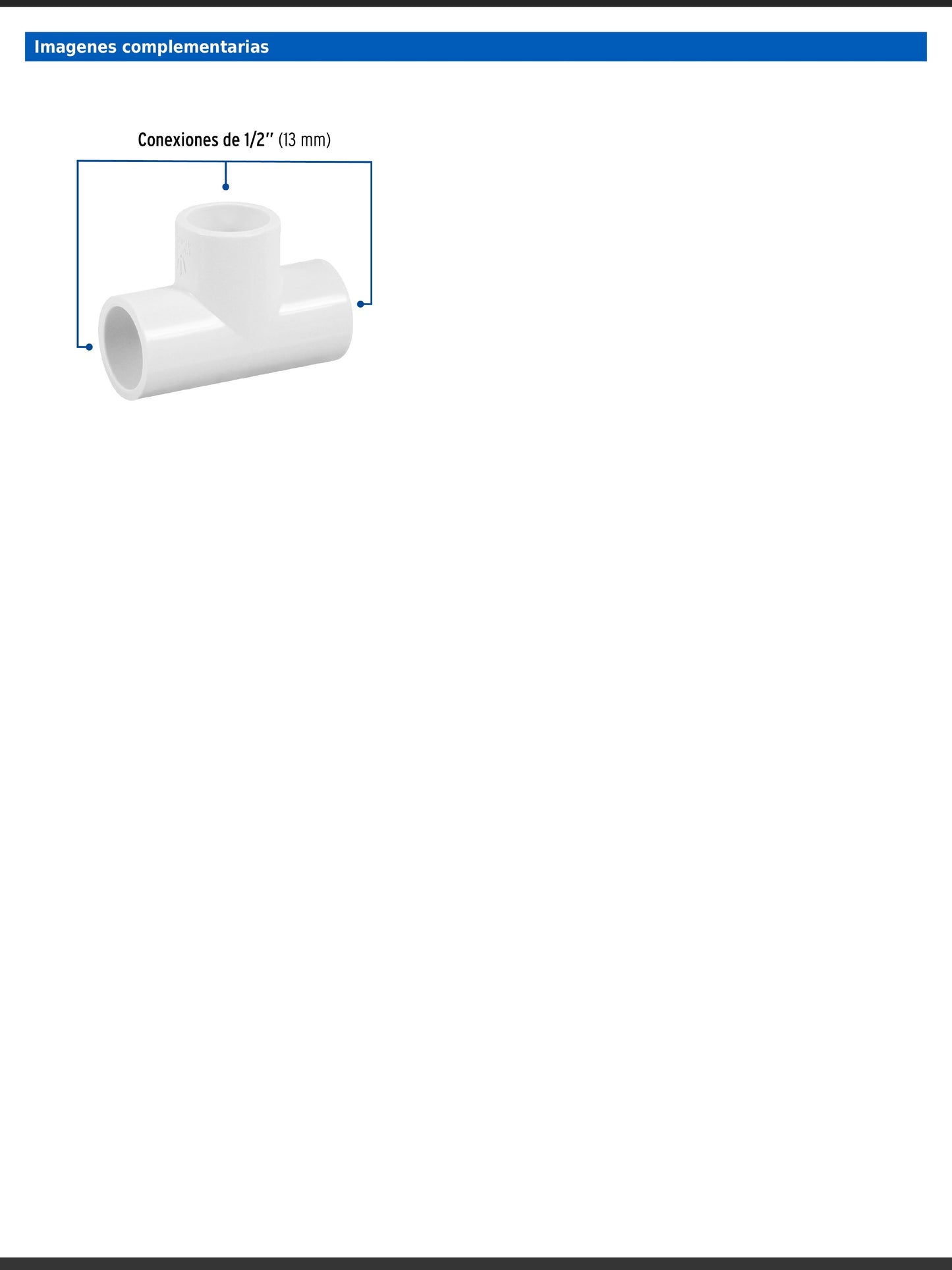 Tee sencilla de PVC cédula 40 de 1/2 pulgada para tubería