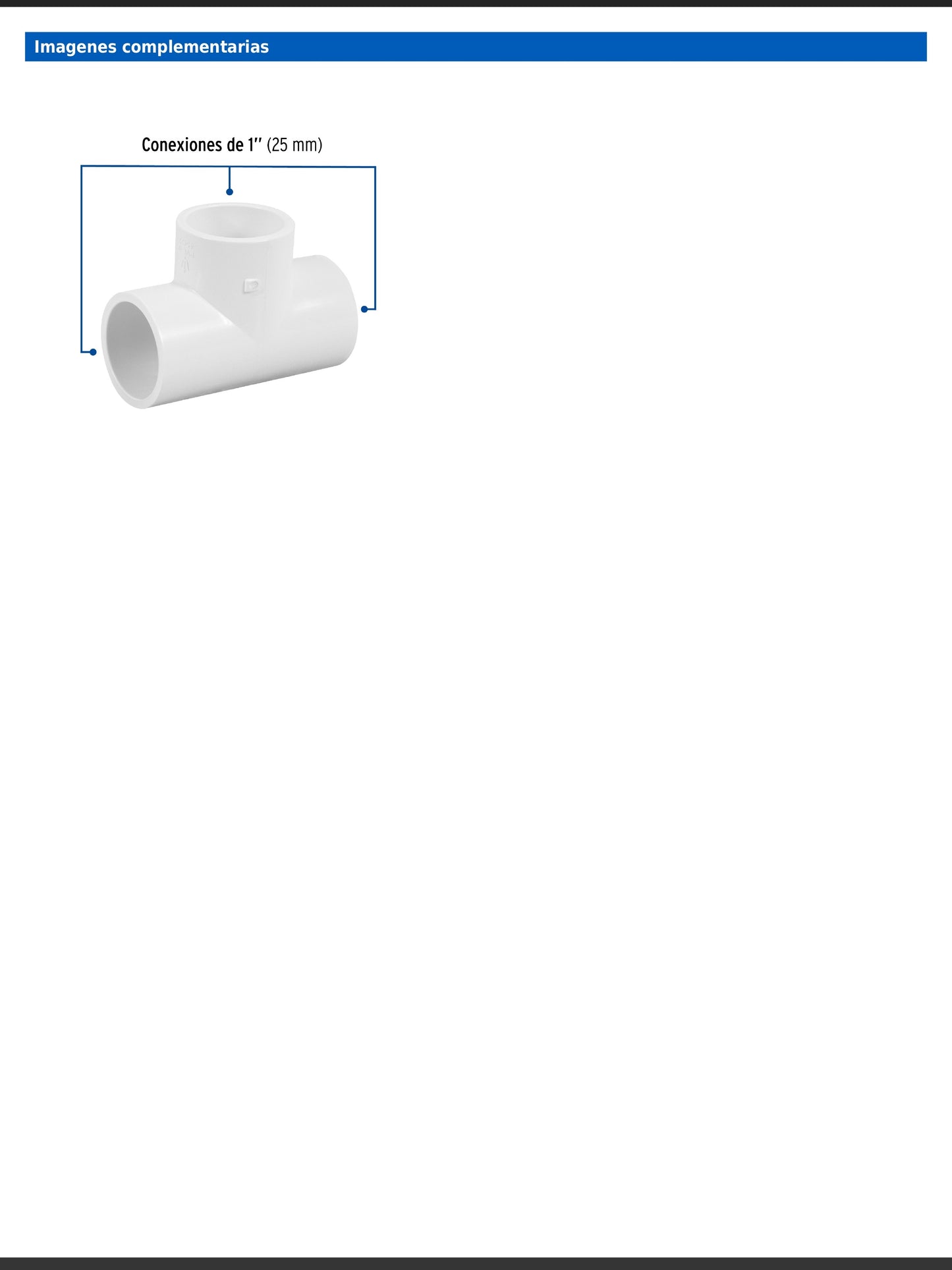 Tee sencilla de PVC cédula 40 de 1 pulgada para tubería