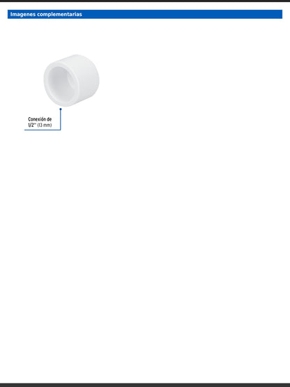 Tapón de PVC cédula 40 de 1/2 pulgada para tuberíaTapón de PVC cédula 40 de 1/2 pulgada para tubería