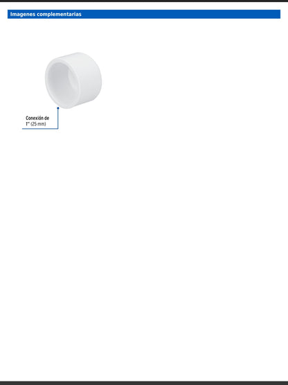 Tapón de PVC cédula 40 de 1 pulgada para tubería