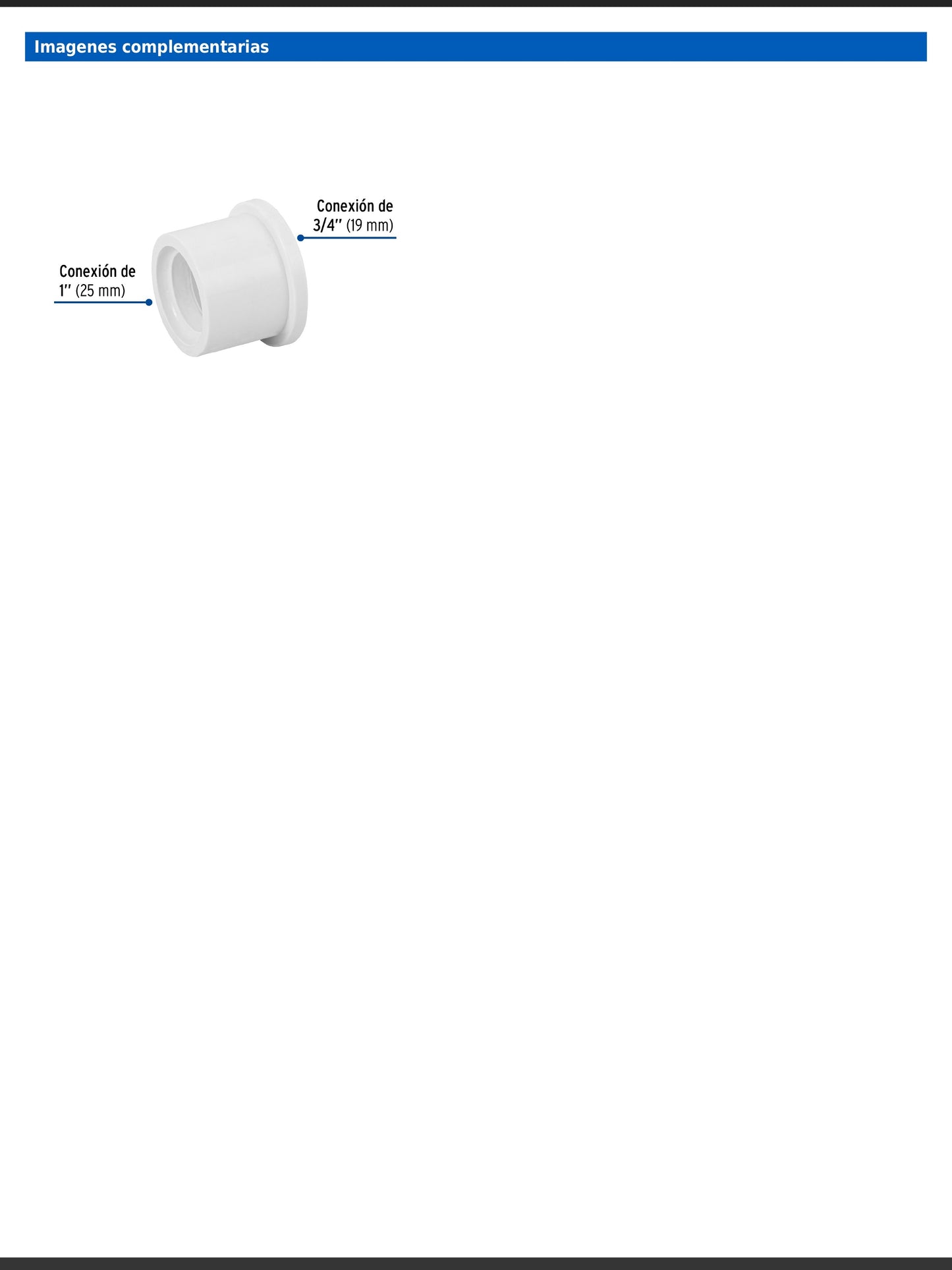 Reducción bushing de PVC cédula 40 de 1 a 3/4 pulgadas para tubería