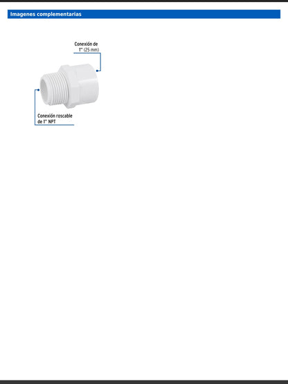 Adaptador macho de PVC cédula 40 de 1 pulgada con rosca NPT
