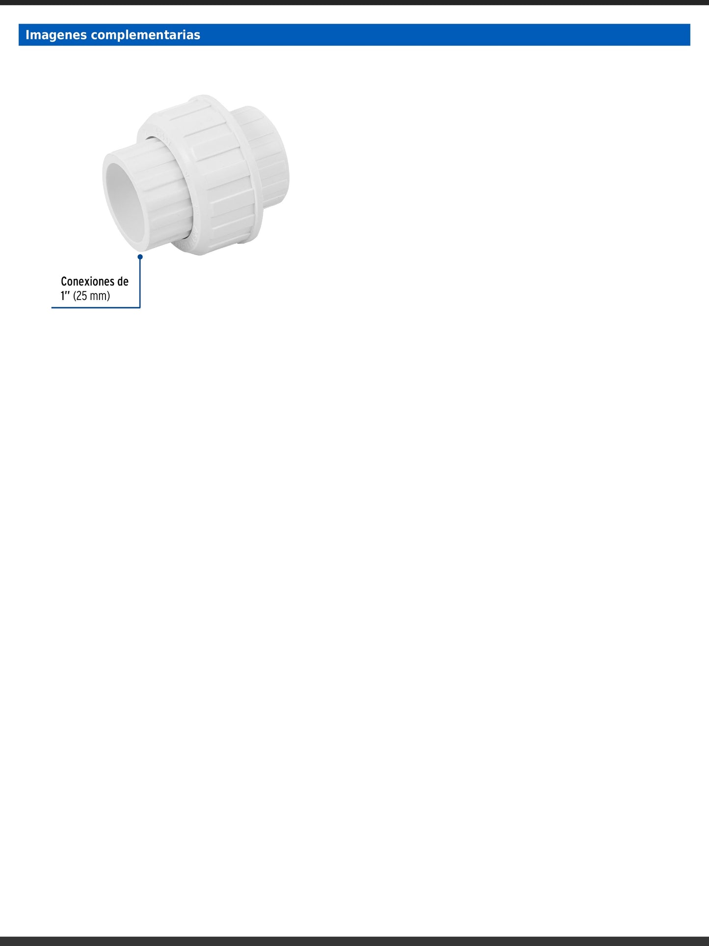 Tuerca unión lisa de PVC cédula 40 de 1 pulgada para tubería