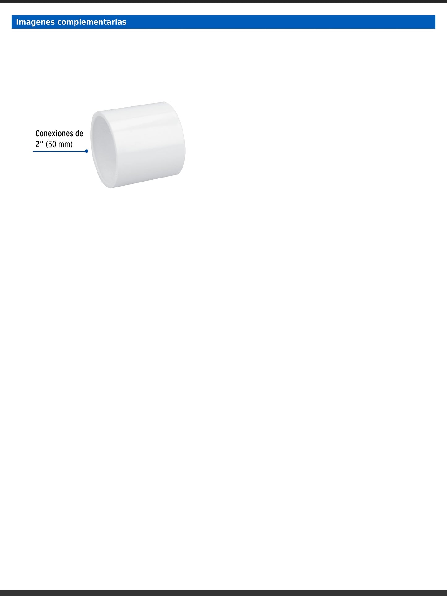 Cople de PVC cédula 40 de 2 pulgadas para tubería