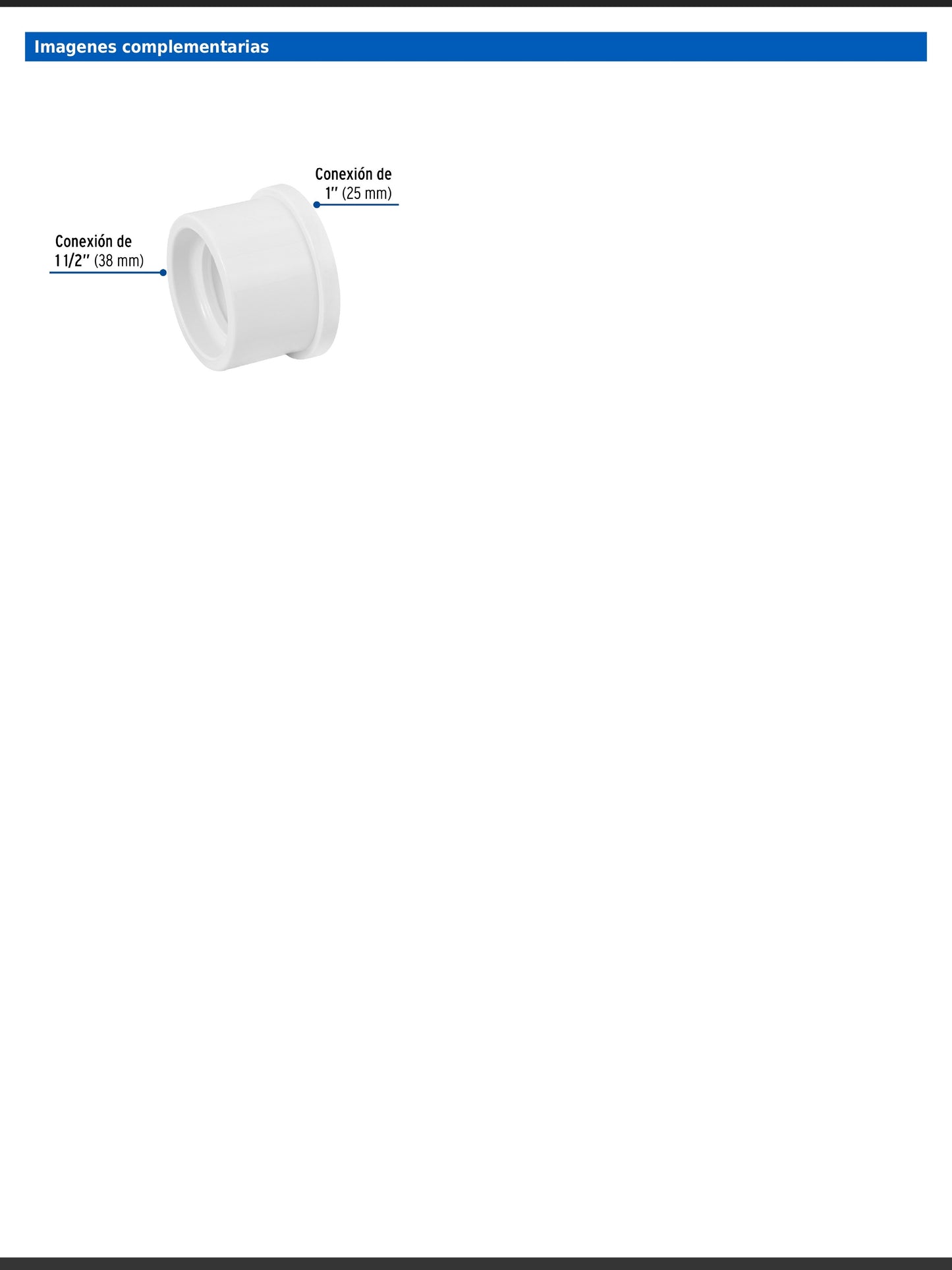 Reducción bushing de PVC cédula 40 de 1 1/2 a 1 pulgada para tubería