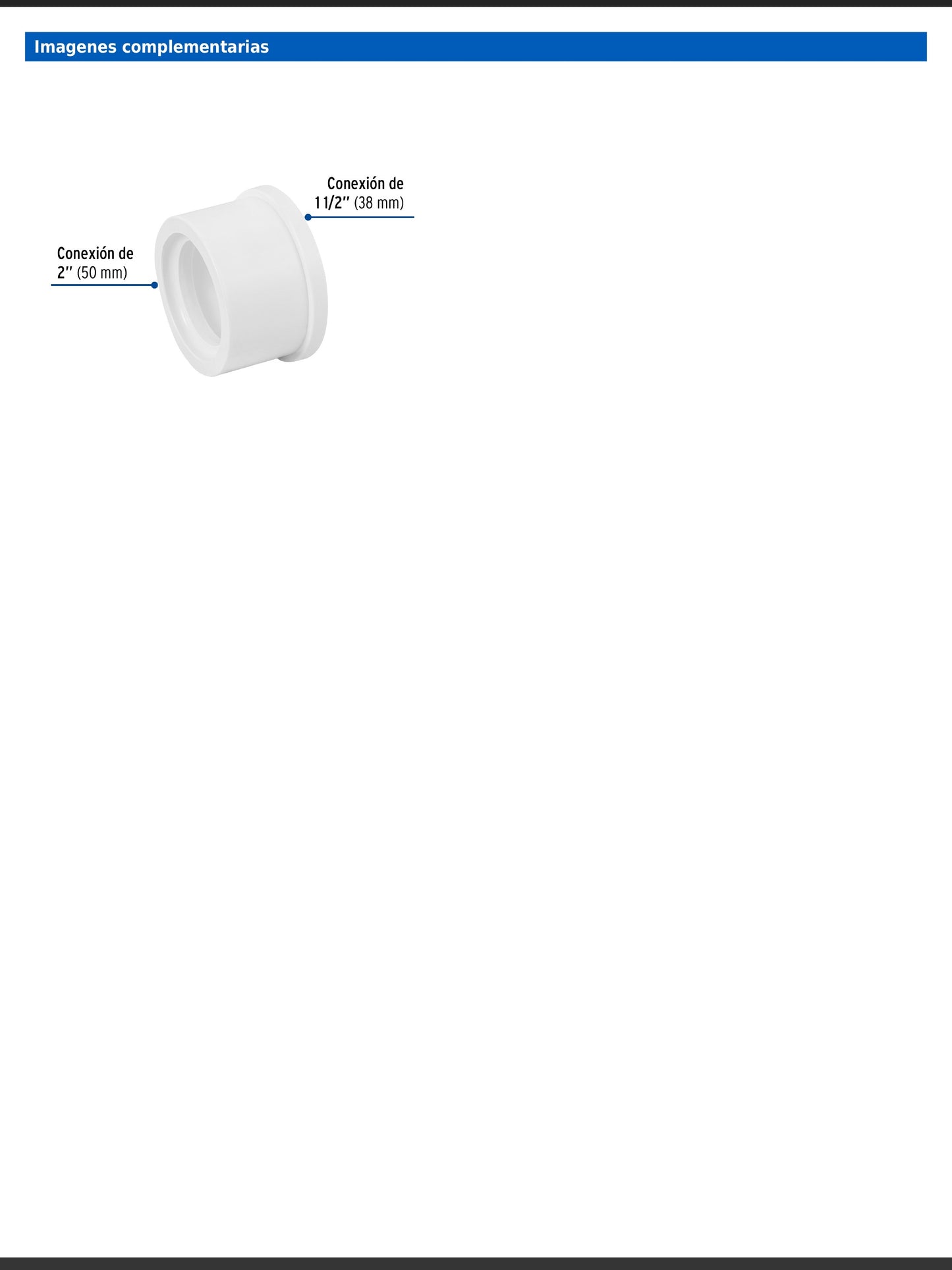 Reducción bushing de PVC cédula 40 de 2 a 1 1/2 pulgadas para tubería