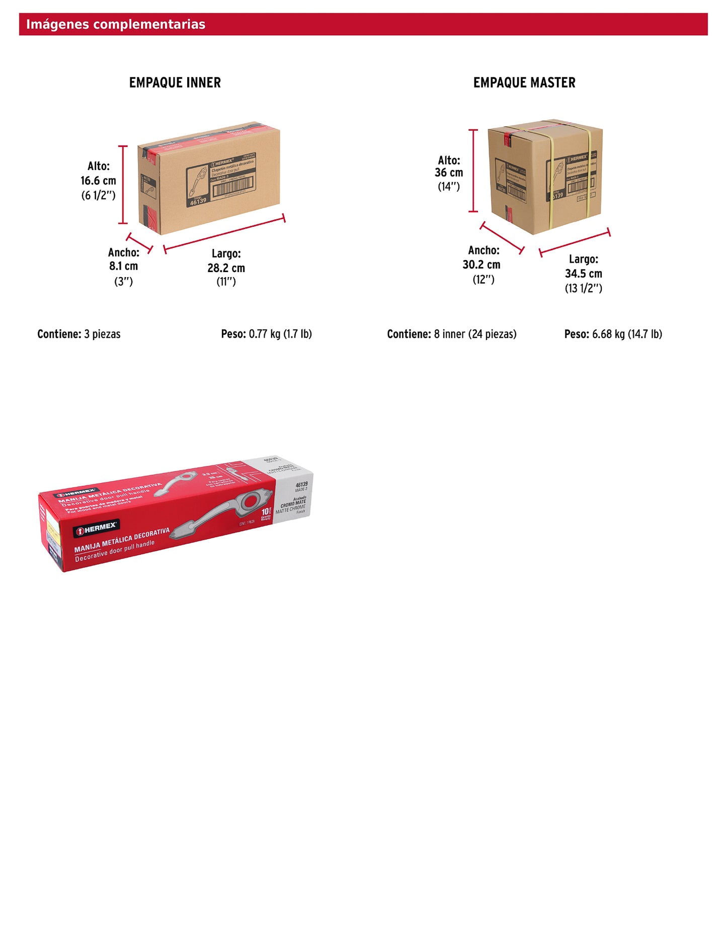 Chapetón metálico para puerta acabado cromo mate