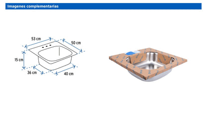 Tarja de empotrar sencilla de 50 x 53 cm con acabado satín