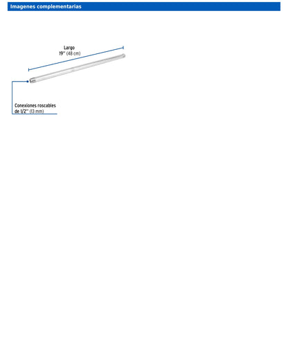 Niple de acero galvanizado de 1/2 pulgada por 19 pulgadas