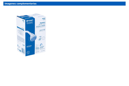 Regadera redonda de 2-1/2" con brazo y chapetón plásticos gris-blanca