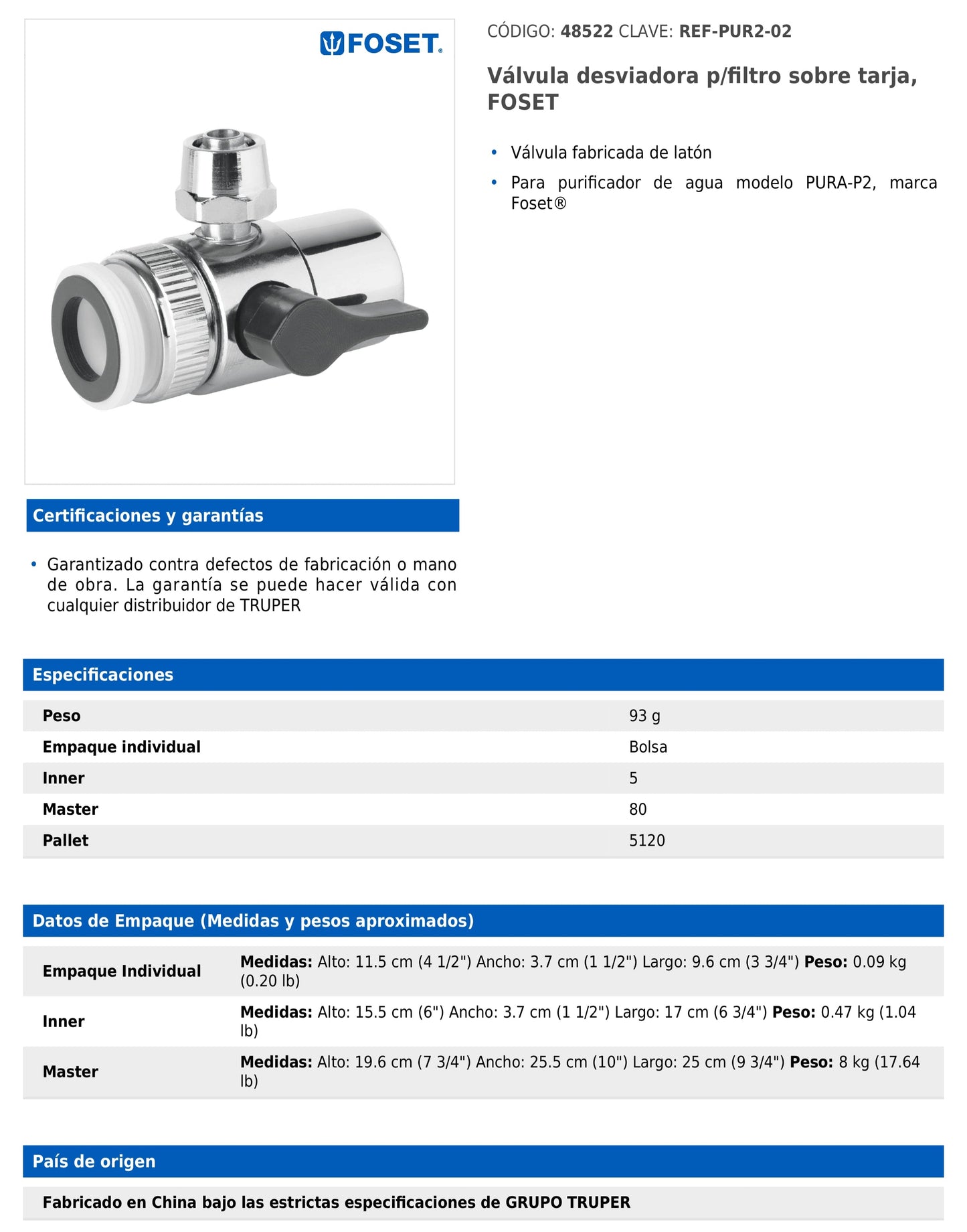 Adaptador de goma para filtro sobre tarja con conector de latón