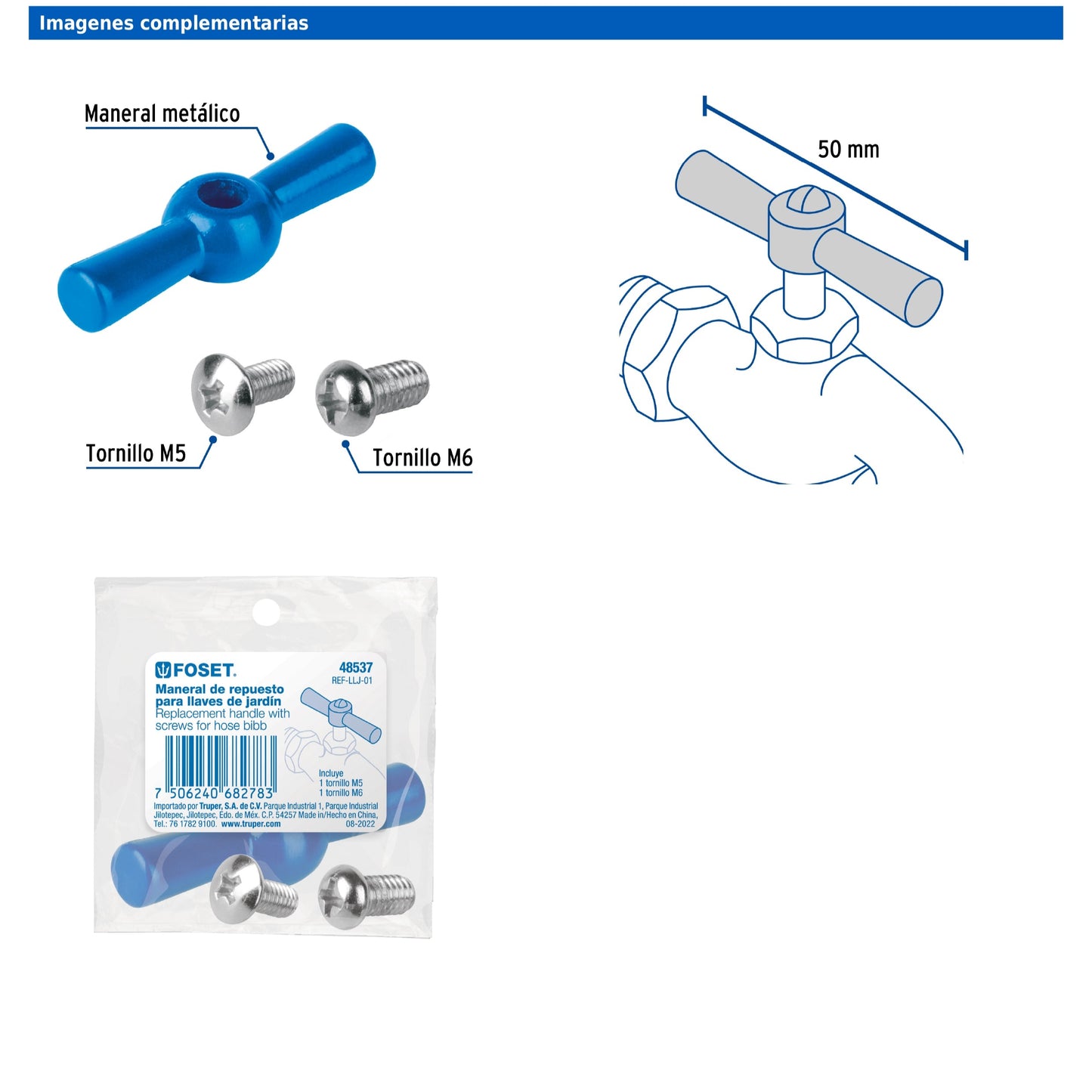 Repuesto de maneral metálico para llaves de jardín