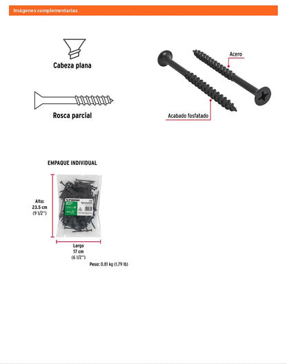 100 Tornillos Multiusos 12 x 3 pulg
