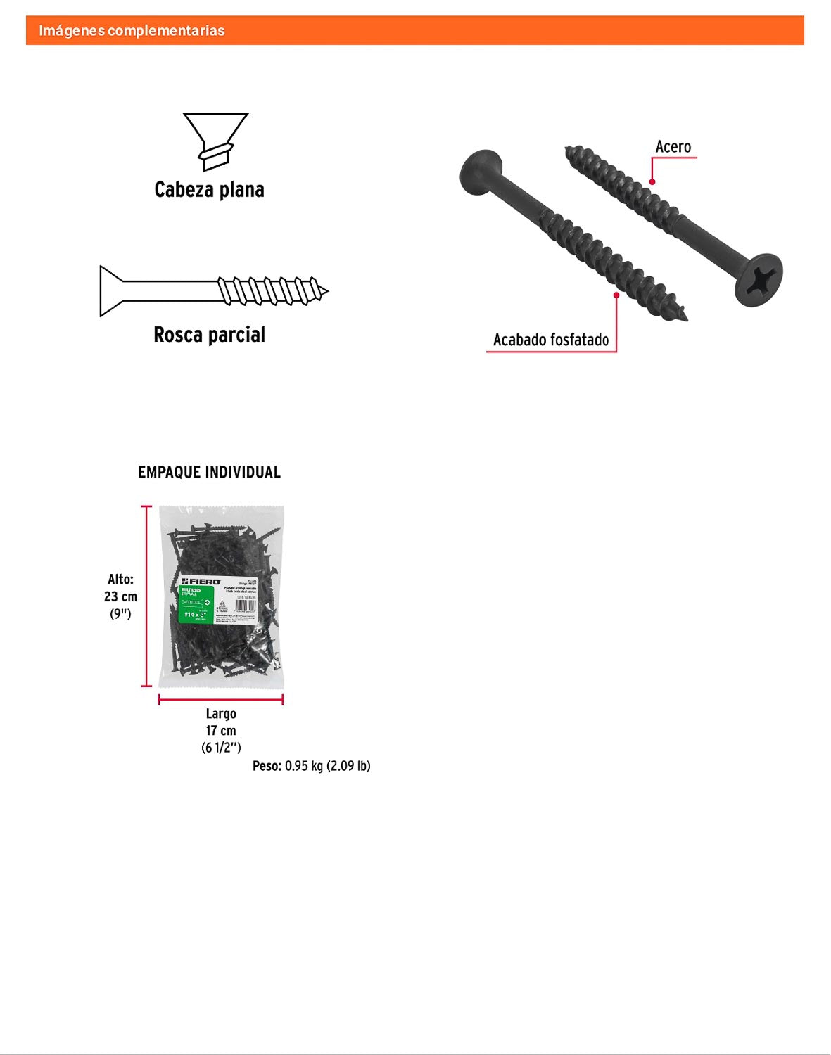 100 Tornillos Multiusos 14 x 3 pulg