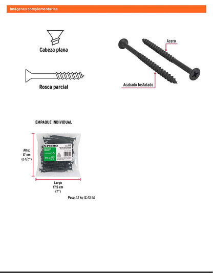 100 Tornillos Multiusos 14 x 3-1/2 pulg