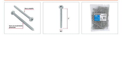Tornillo gypsum para lamina 12 x 3 pulg