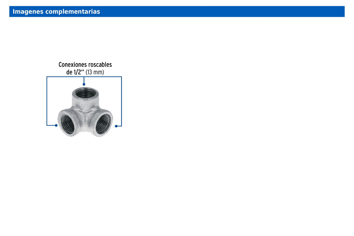 Codo rincón de 1/2" en acero galvanizado