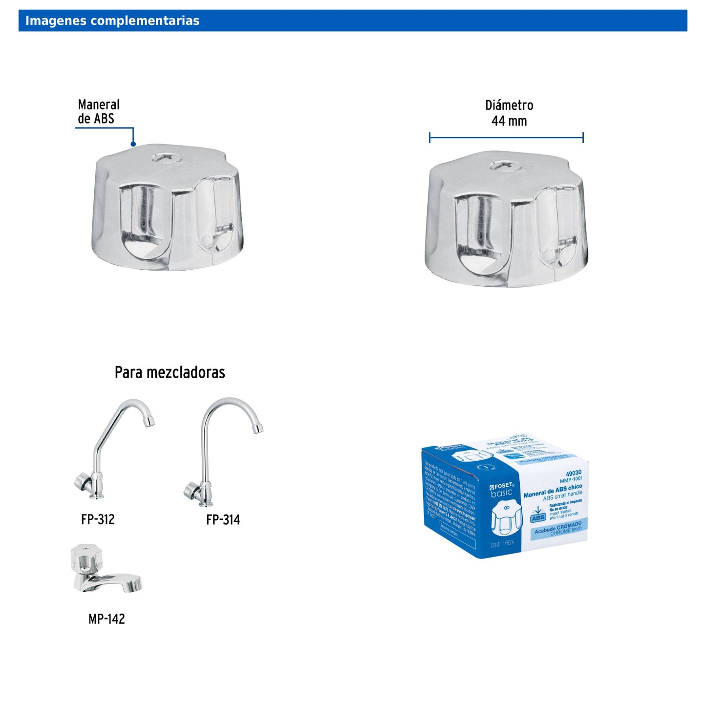 Maneral hexagonal de repuesto para mezcladora plástic