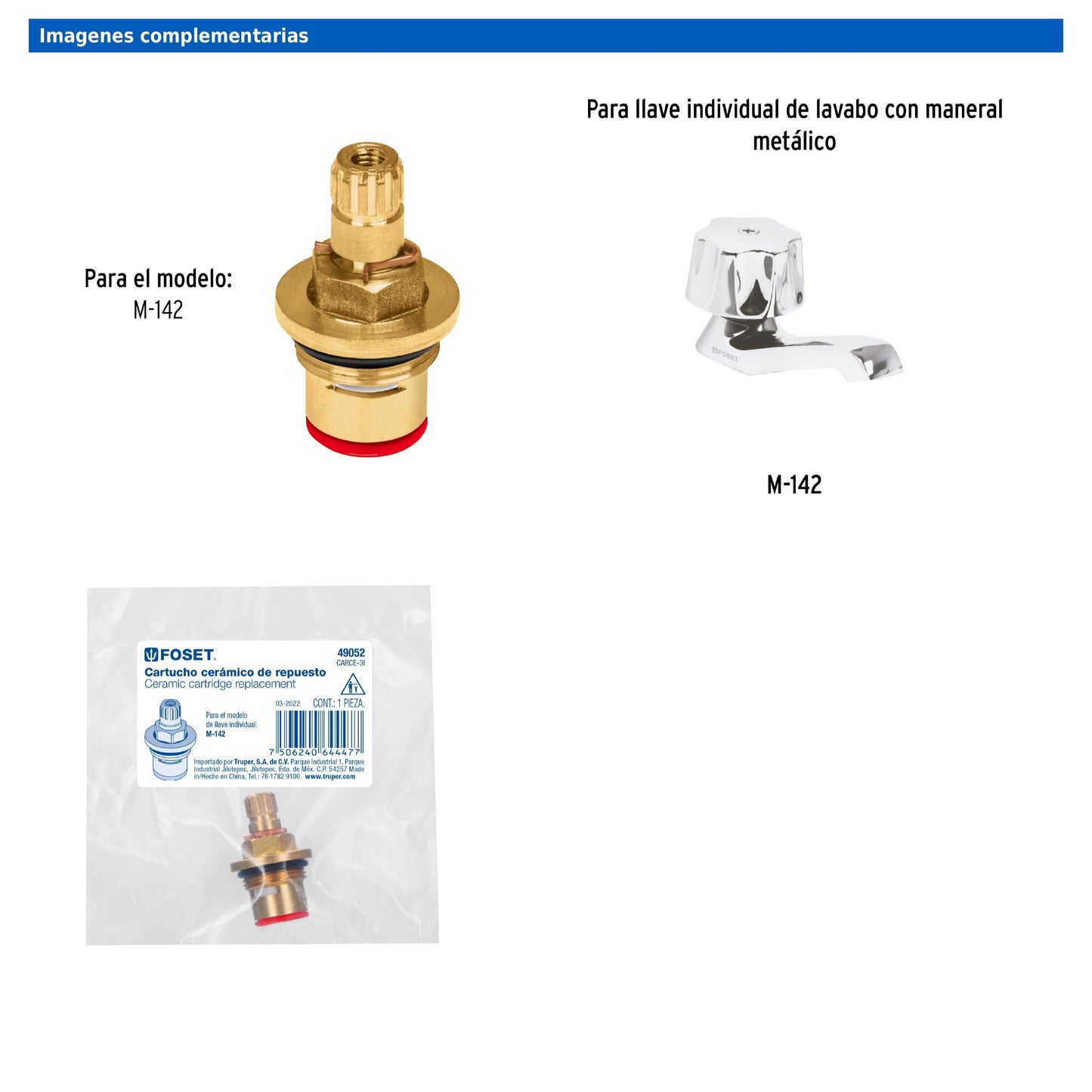 Cartucho cerámico para llave M-142