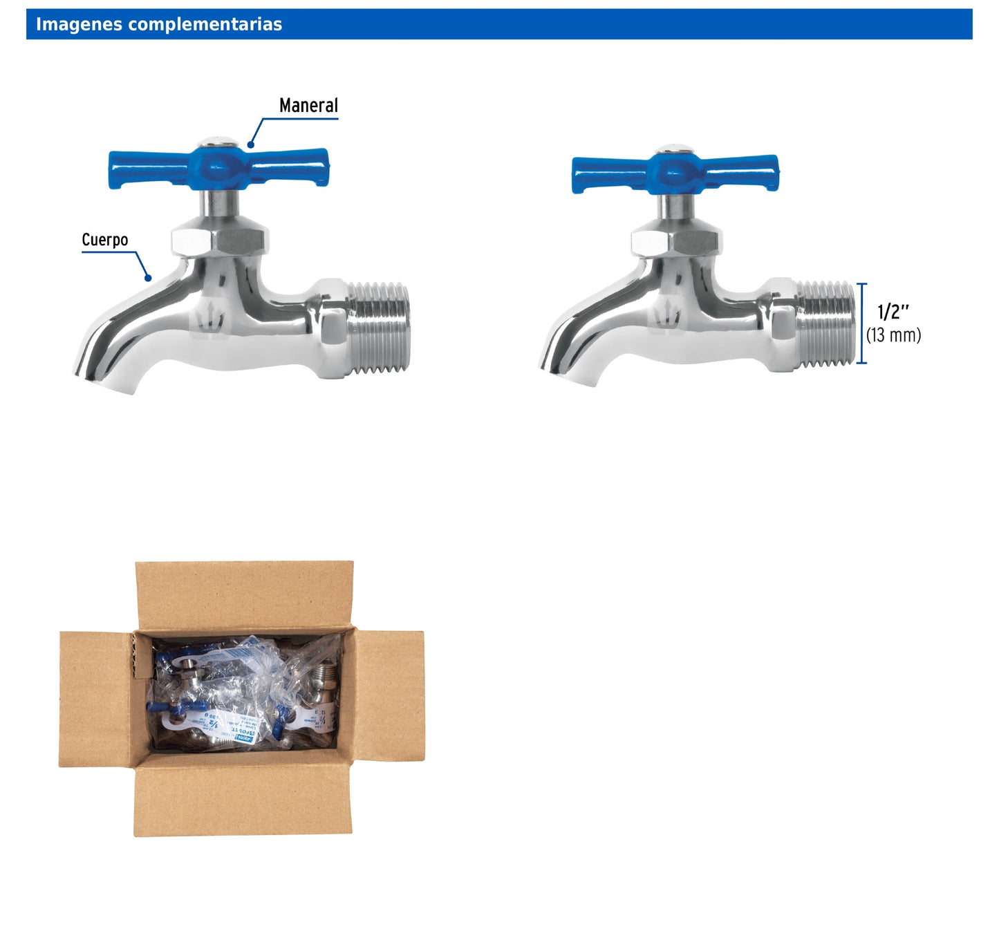 Llave de nariz de latón cromado de 135 g con entrada de 1/2 pulgada