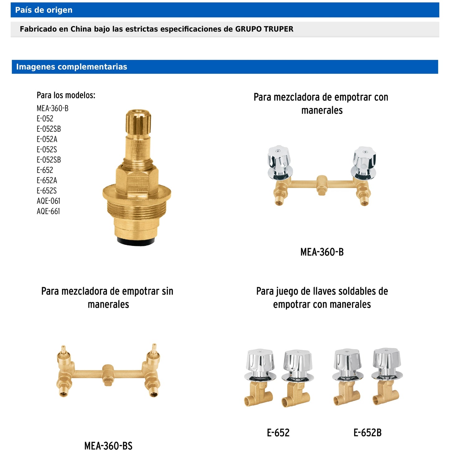 Cartucho de compresión para llaves de empotrar