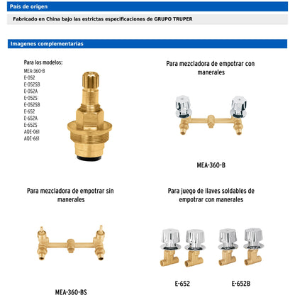 Cartucho de compresión para llaves de empotrar