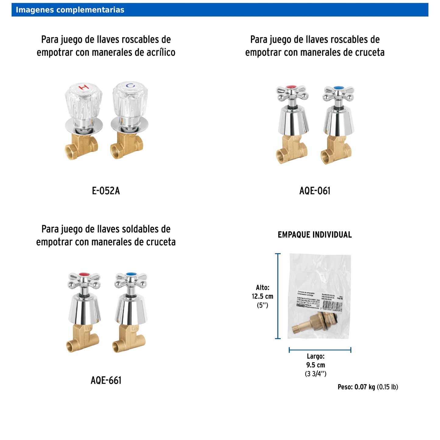 Cartucho de compresión para llaves de empotrar