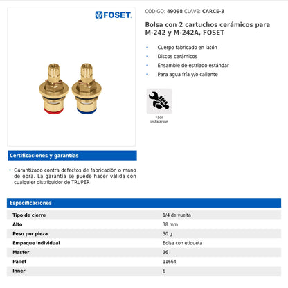 Bolsa con 2 cartuchos cerámicos para M-242 y M-242A