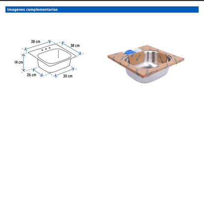 Tarja de empotrar sencilla de 38 x 38 cm con acabado satín