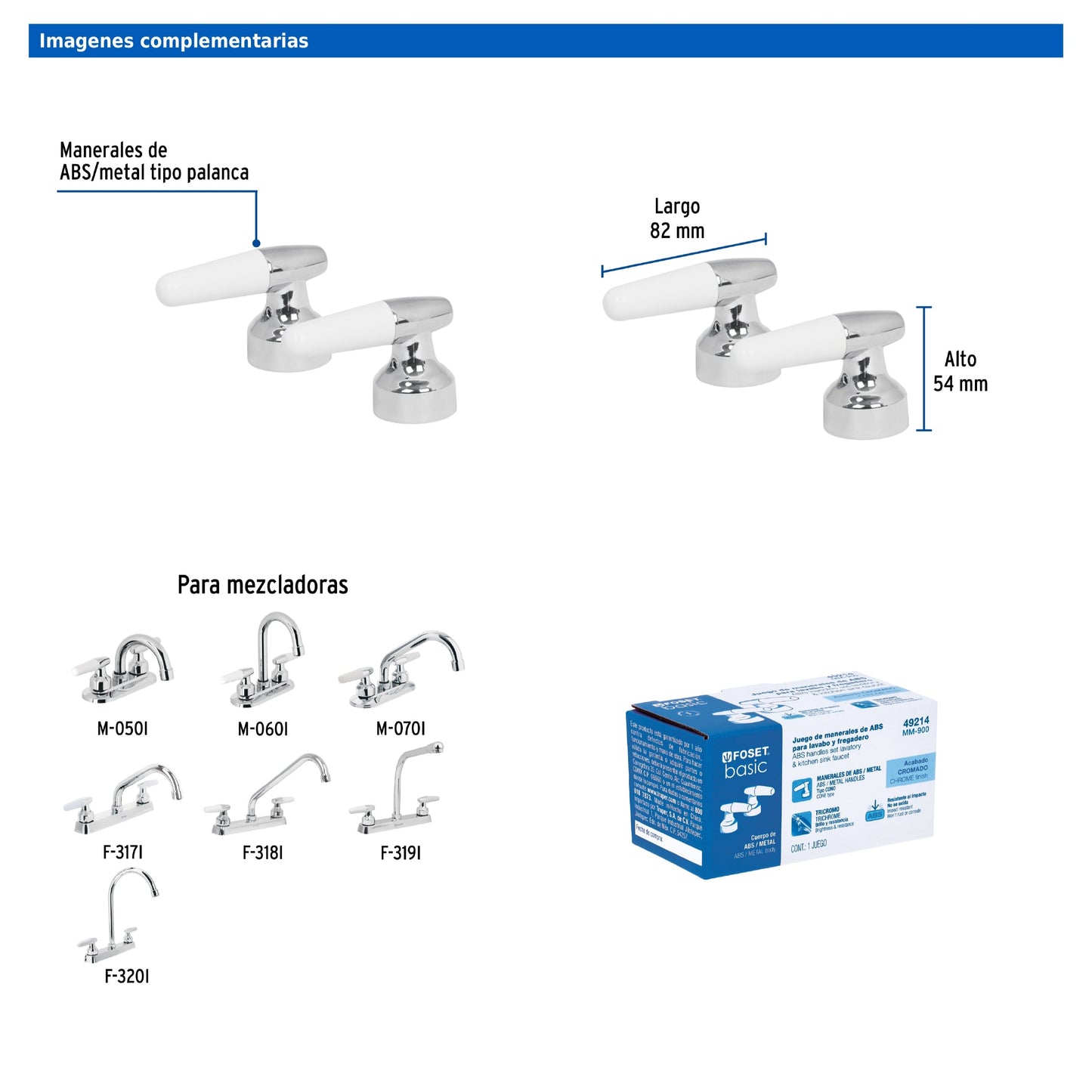 Juego de manerales tipo cono para lavabo y fregadero