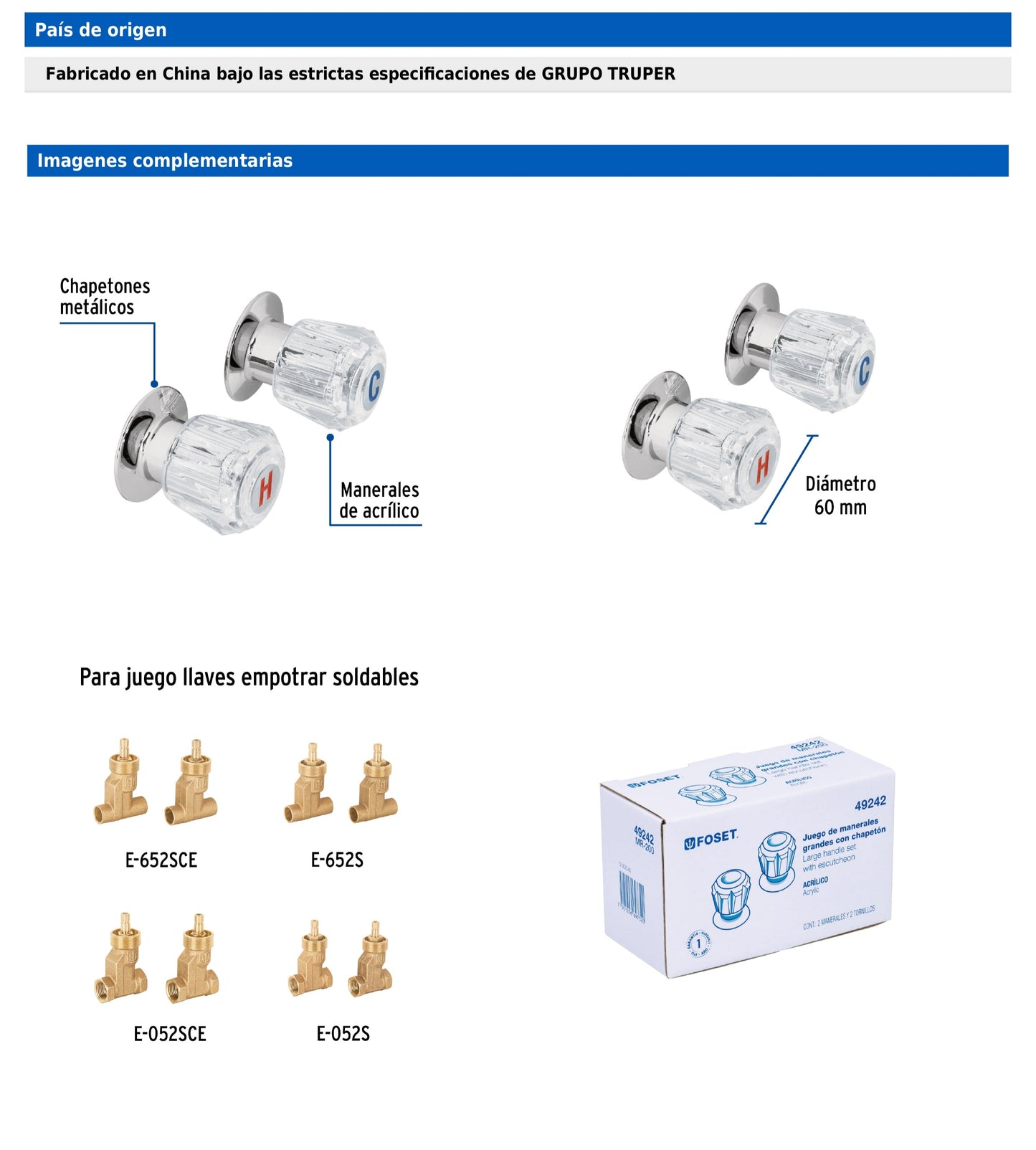 Juego de manerales acrílico transparente para regadera