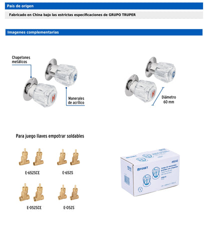 Juego de manerales acrílico transparente para regadera
