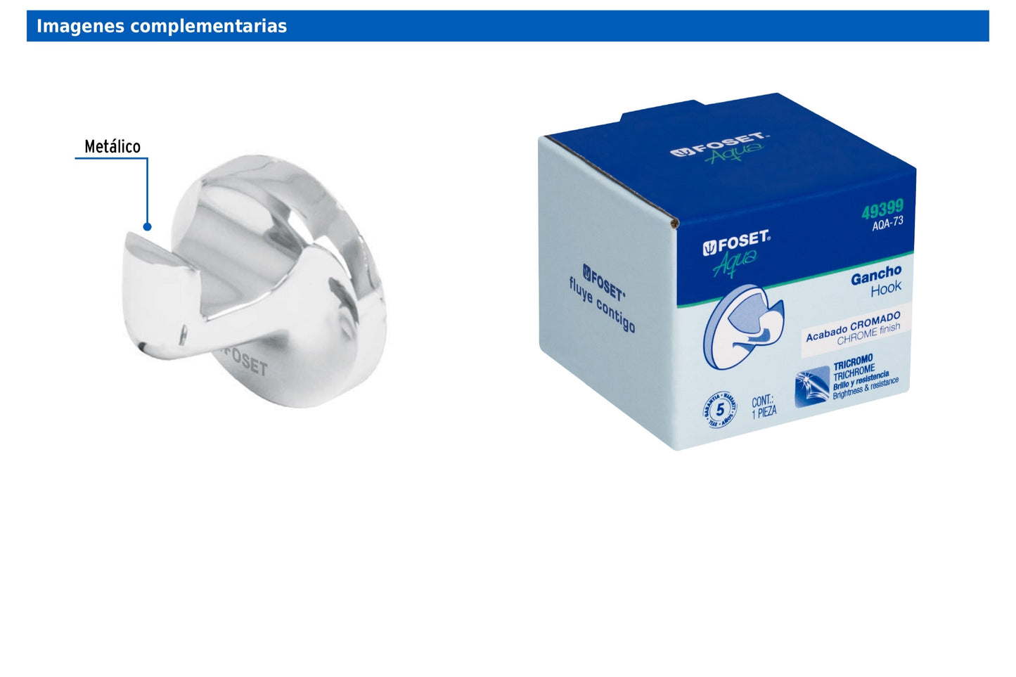 Gancho sencillo metálico para toalla