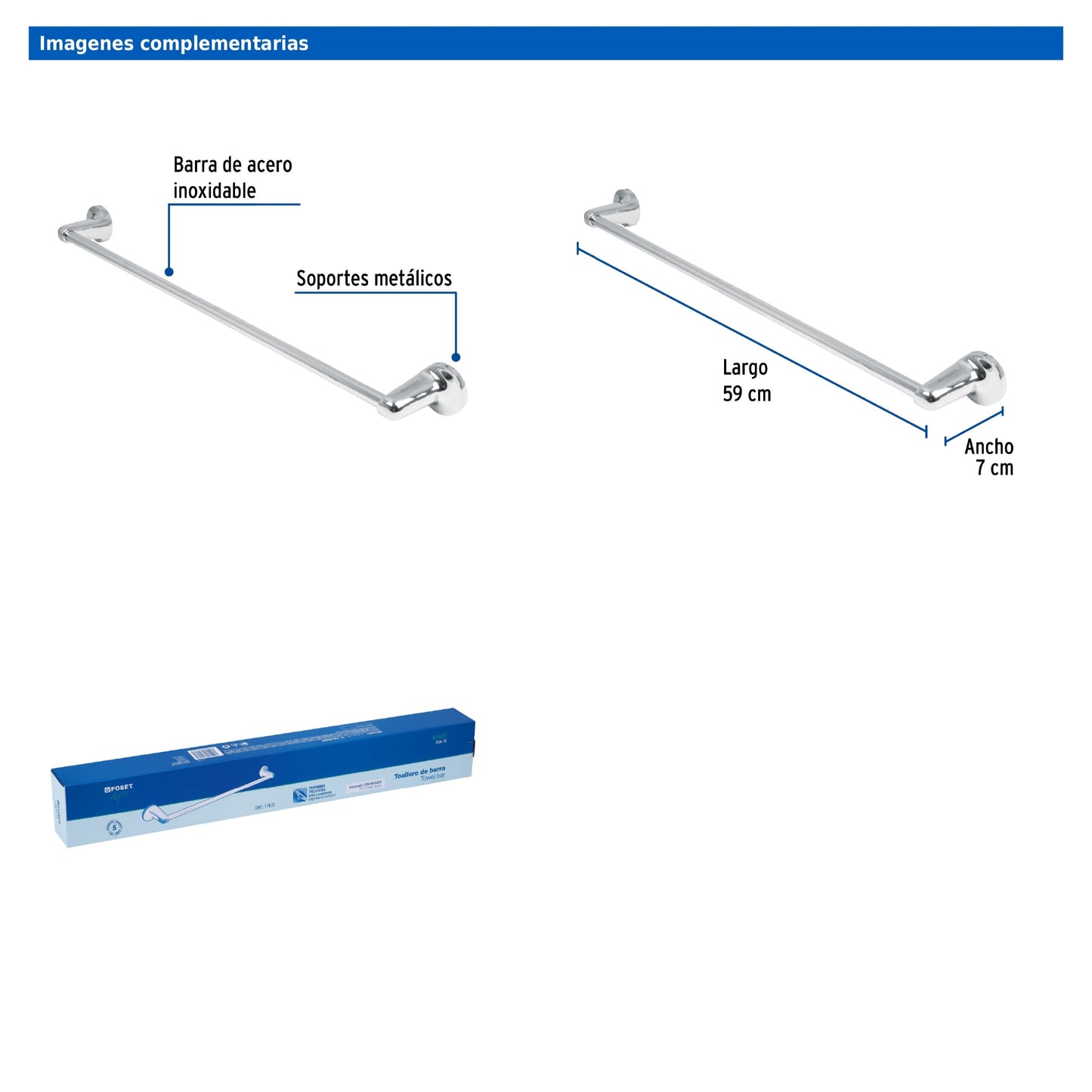 Toallero con barra de acero inoxidable
