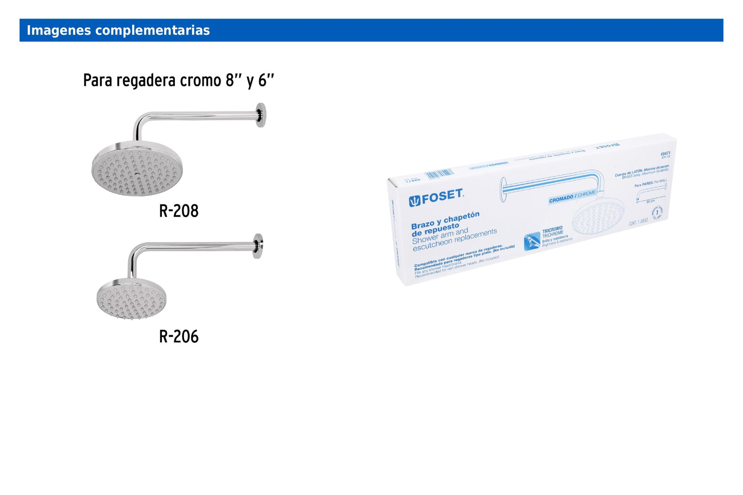 Brazo recto de 30 cm con chapetón para regadera
