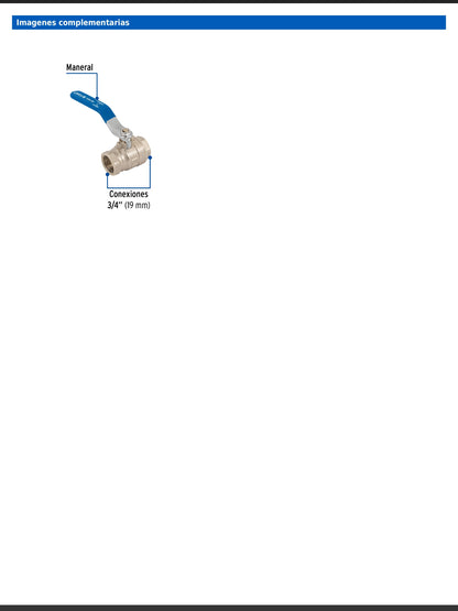Válvula de esfera de latón roscable de 3/4 pulgada alta presión con maneral de acero