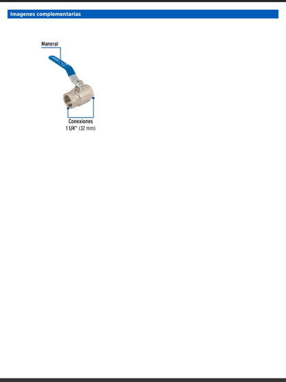 Válvula de esfera de latón roscable de 1 1/4 pulgadas alta presión con maneral de acero