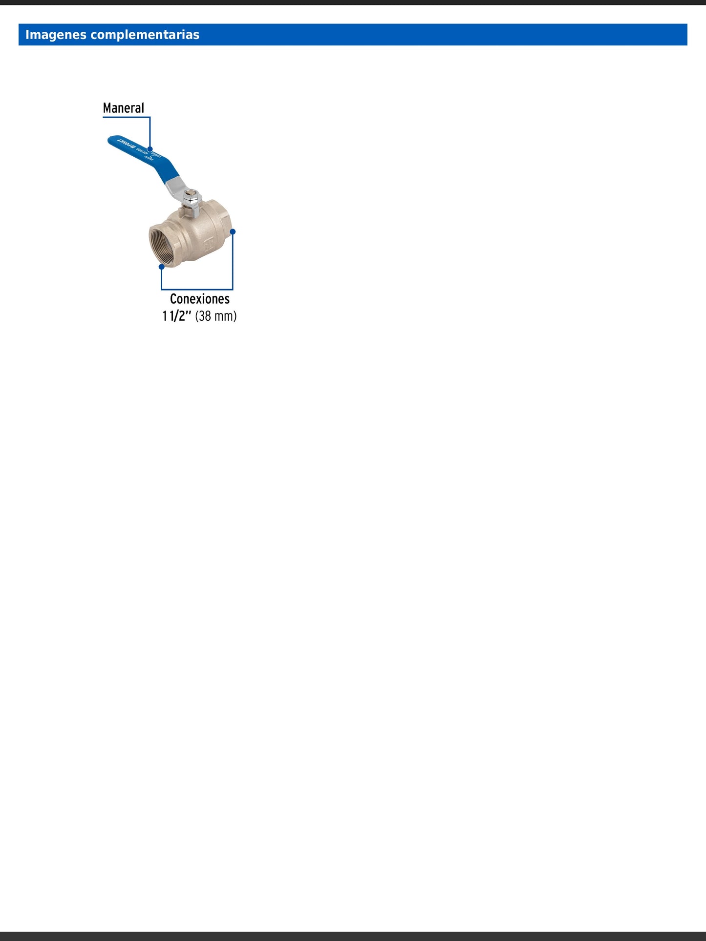 Válvula de esfera de latón roscable de 1 1/2 pulgadas alta presión con maneral de acero