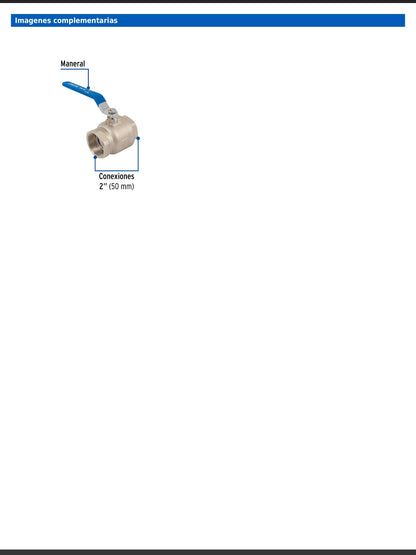 Válvula de esfera de latón roscable de 2 pulgadas alta presión con maneral de acero