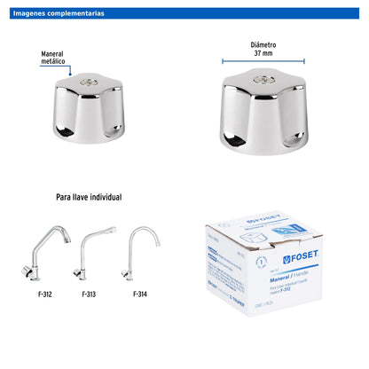 Maneral hexagonal metálico de repuesto para llaves F-312 F-313 y F-314