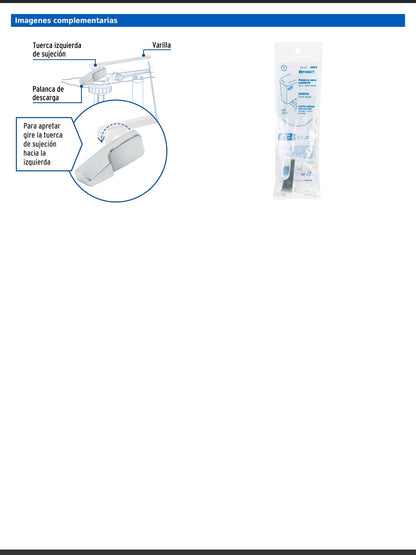 Palanca frontal plástica cromada para WC