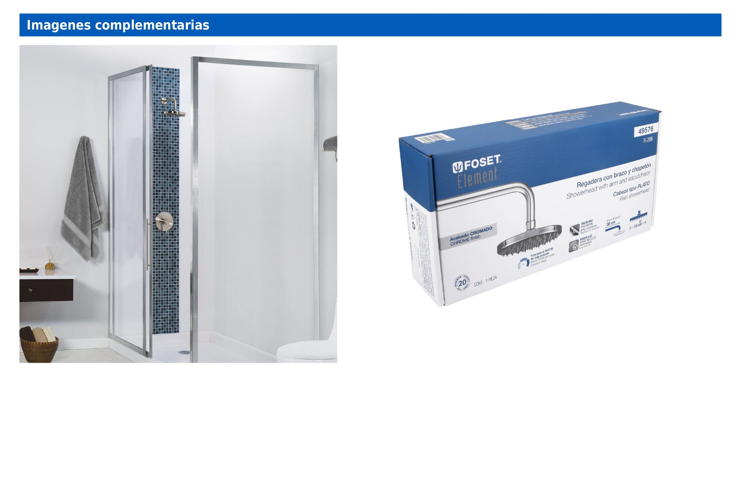 Regadera redonda de 6" tipo plato con brazo de pared