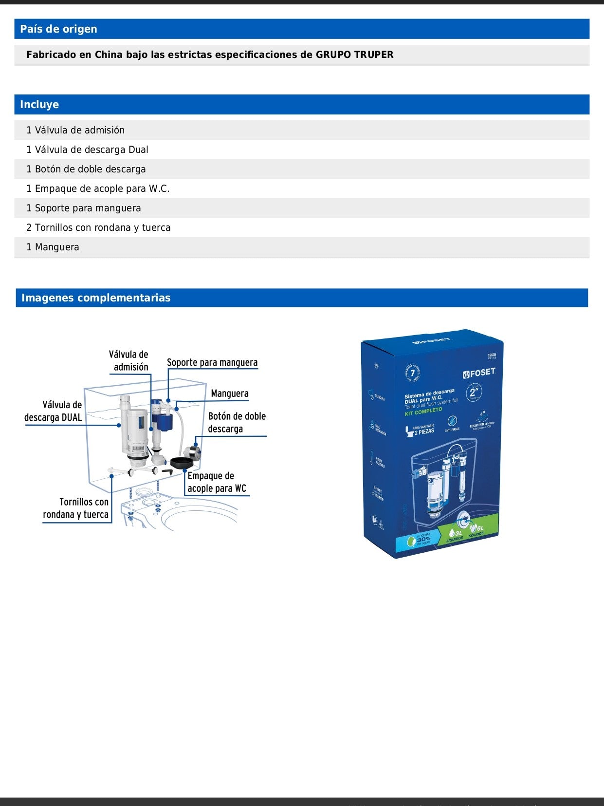 Juego de accesorios para WC con sistema dual