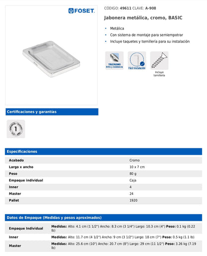 Jabonera metálica cromo